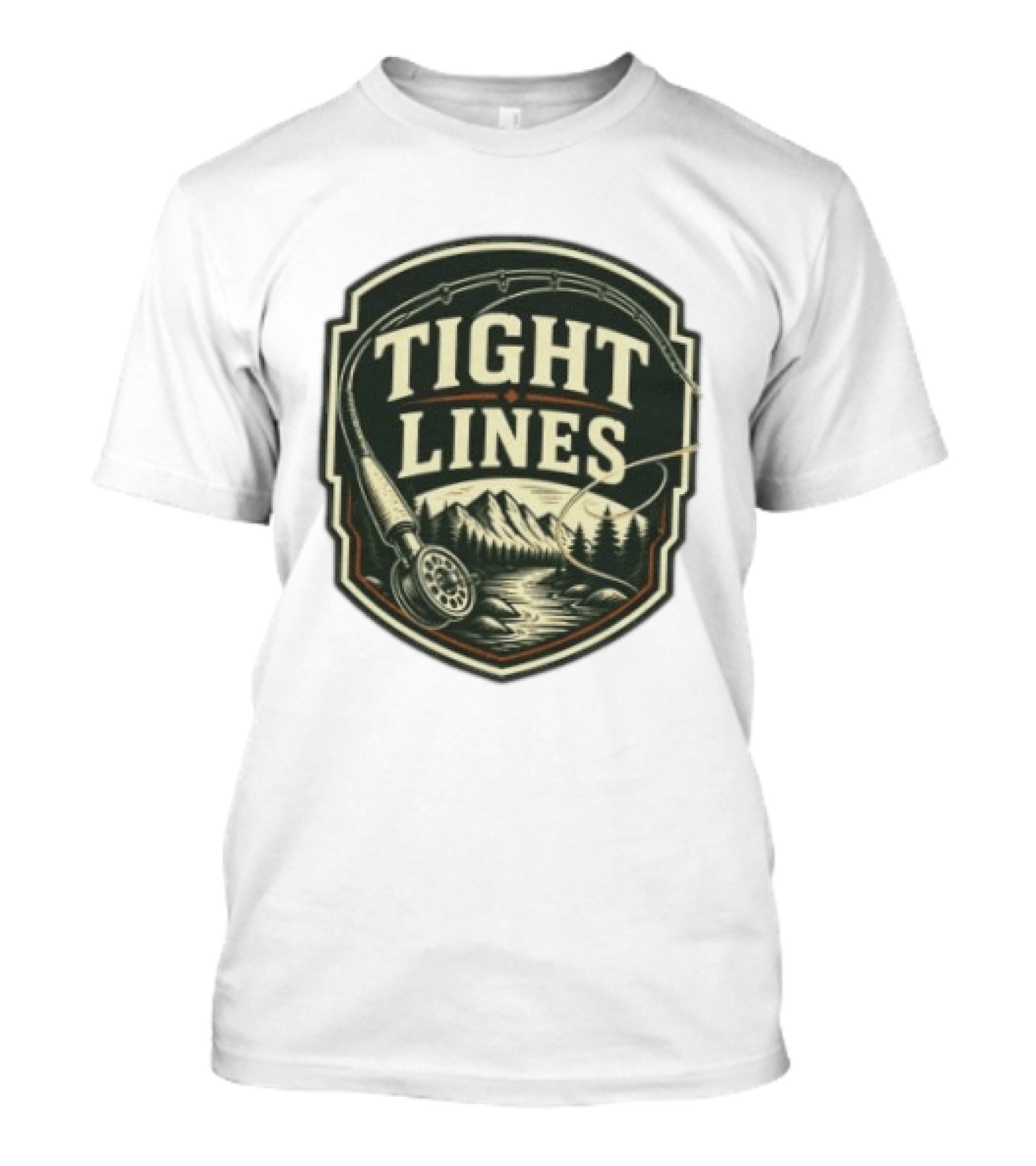 Tight Lines Fishing Mountain River Nature Fly Rod T-Shirt