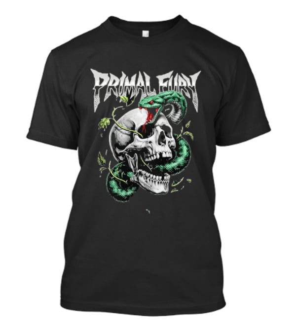 Primal Fury Skull And Serpent Heavy Metal T-Shirt