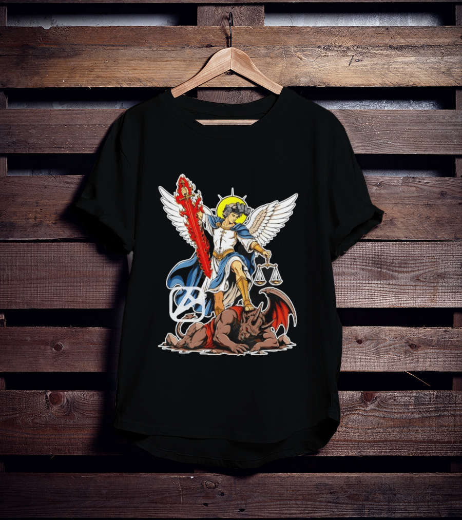 Saint Michael Archangel Warrior Flaming Sword Scales Victory Over Evil T-Shirt