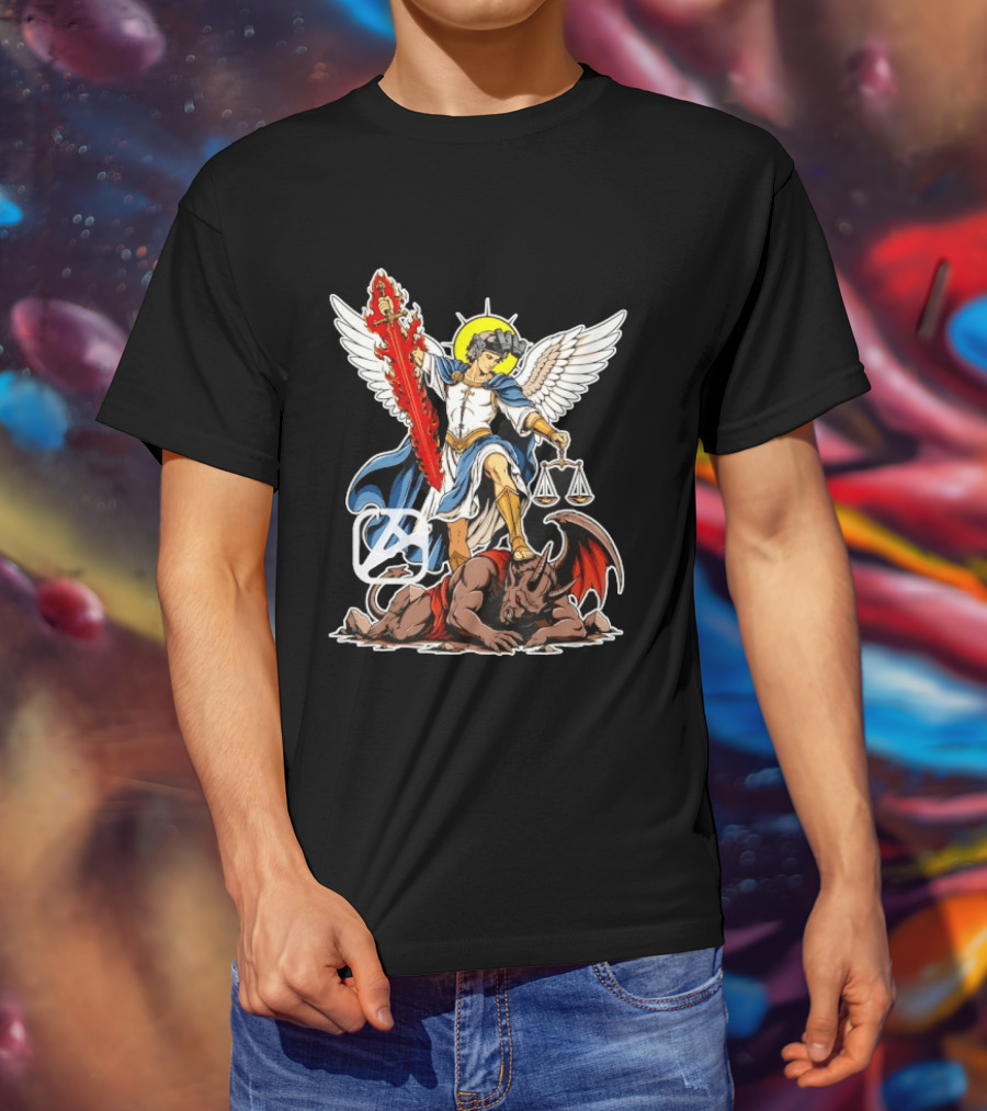 Saint Michael Archangel Warrior Flaming Sword Scales Victory Over Evil T-Shirt