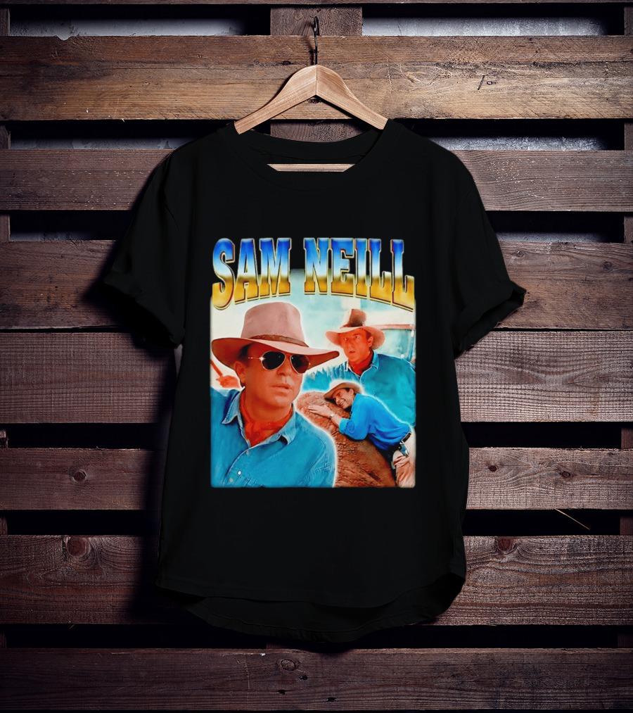 Sam Neill Vintage Style Cowboy Collage T-Shirt