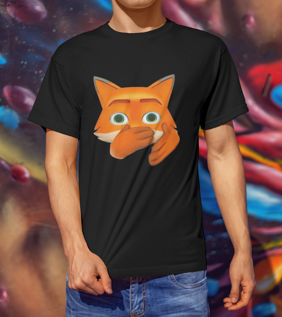 Scuba Fox Emoji Animal Covering Mouth Diving T-Shirt