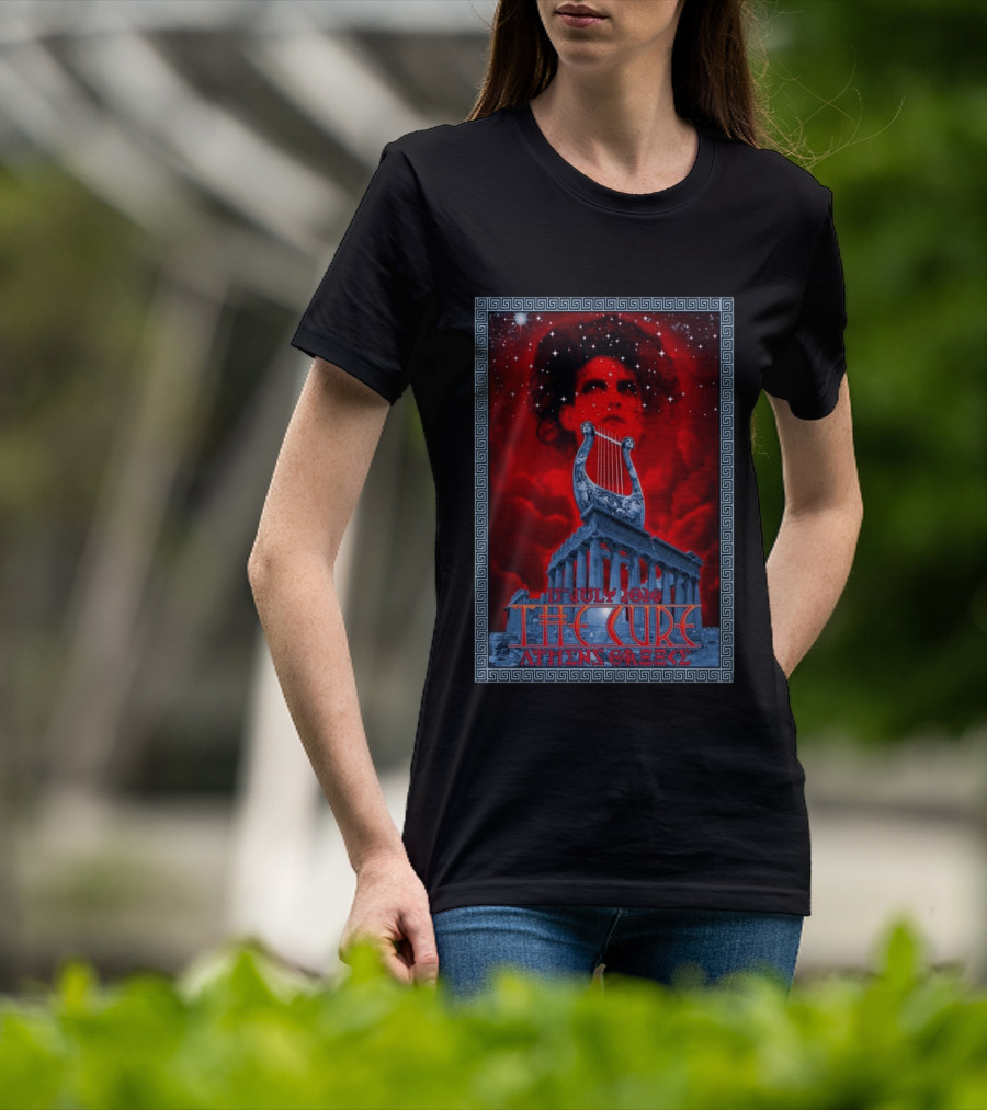 The Cure Athens Greece July 15 2026 Concert Parthenon Lyre Stars T-Shirt