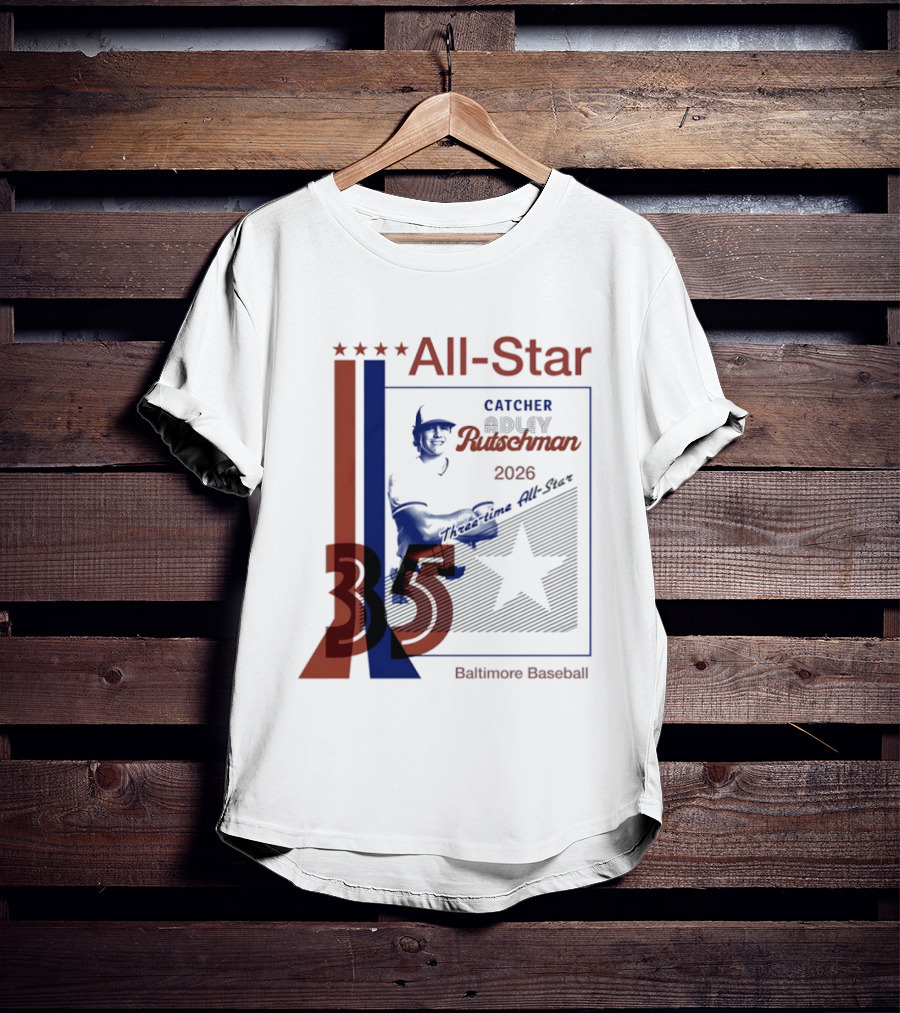 Adley Rutschman Three Time MLB All Star Catcher 2026 Baltimore Baseball 35 T-Shirt