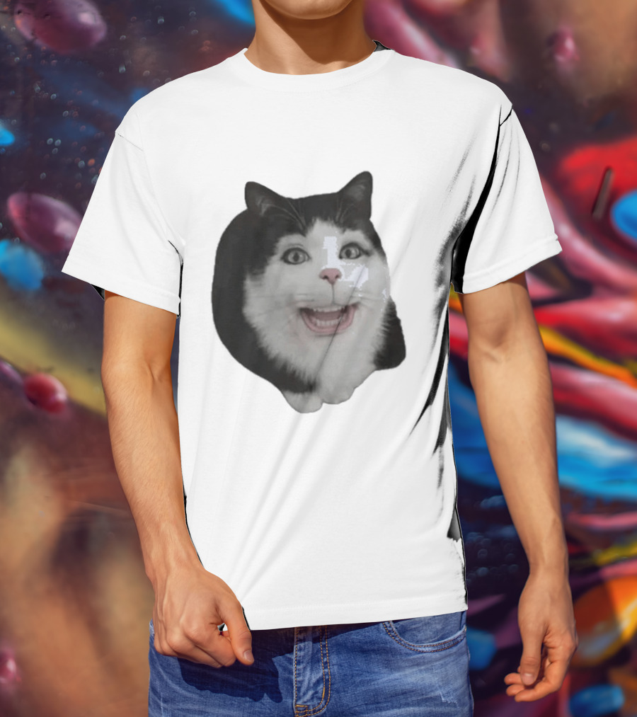 Grinning Cat With Human Teeth T-Shirt