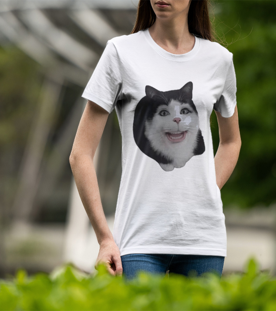 Grinning Cat With Human Teeth T-Shirt