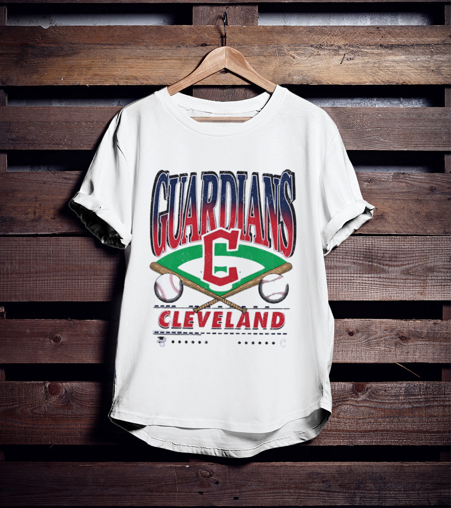 Cleveland Guardians Baseball Team Retro Style With Bats And Ball T-Shirt