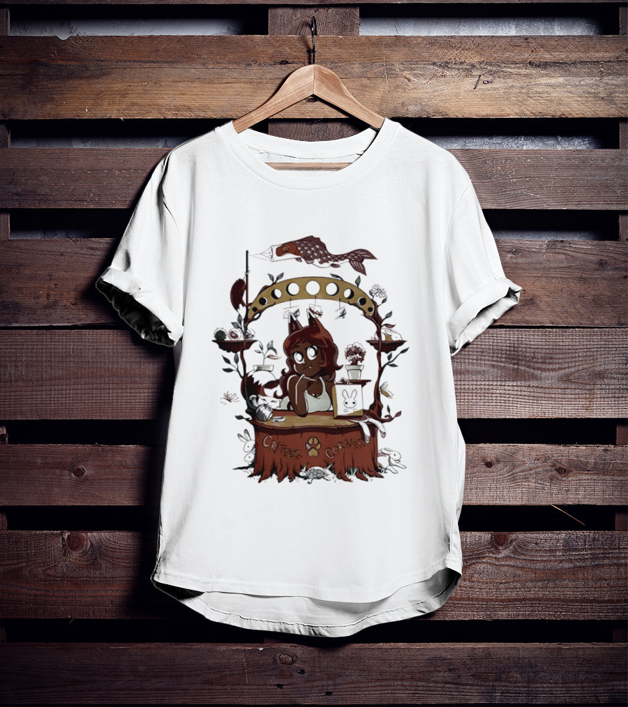 Critter Corner Fox Girl And Rabbits Anime Aesthetic T-Shirt