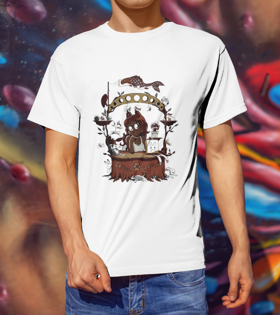 Critter Corner Fox Girl And Rabbits Anime Aesthetic T-Shirt