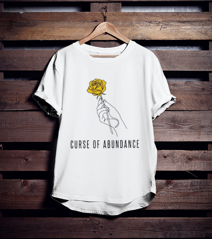 Curse Of Abundance Yellow Rose Hand Minimalist Line T-Shirt