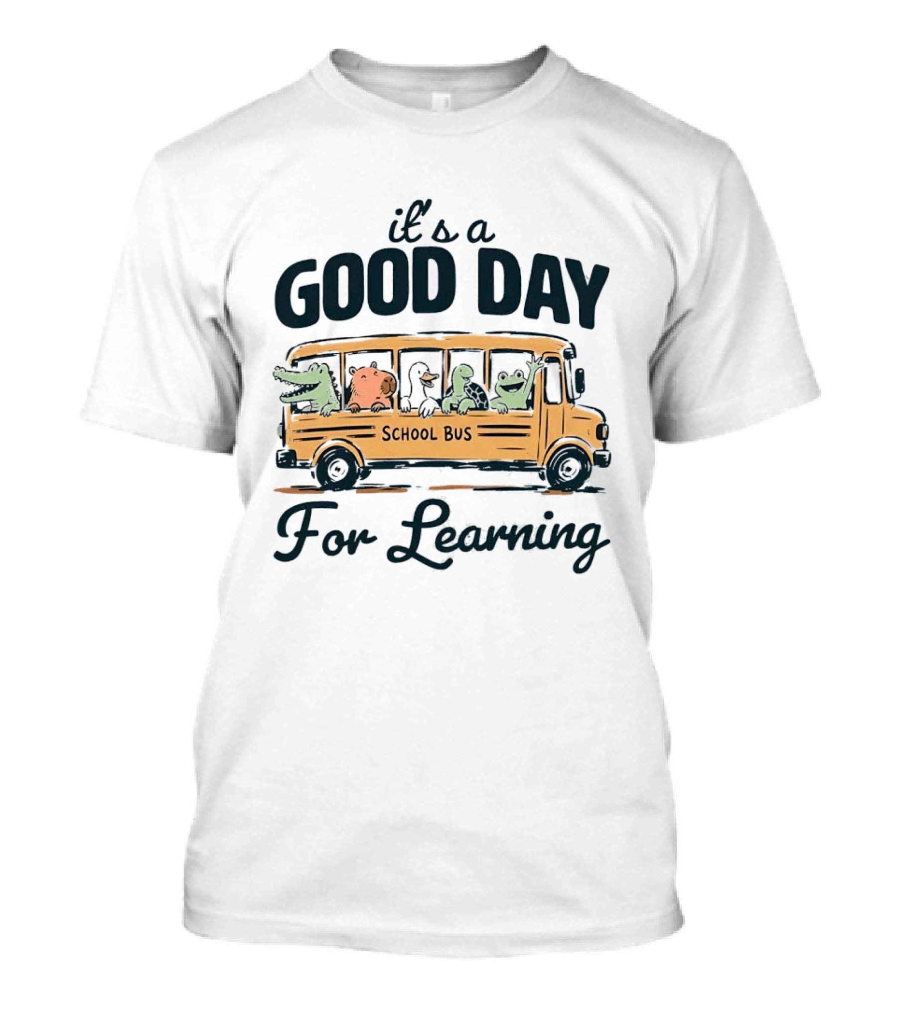 It's A Good Day School Bus Animals For Learning T-Shirt