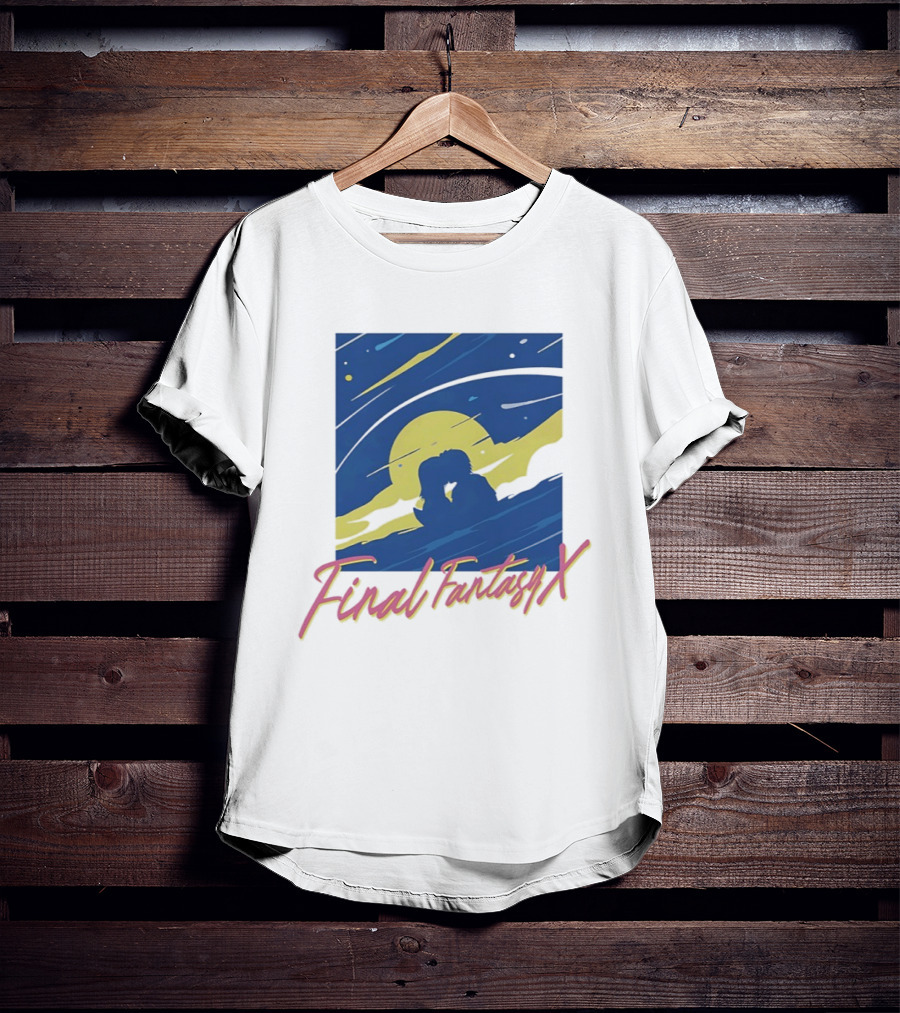 Final Fantasy X Tidus And Yuna Romantic Silhouette Under Moonlit Sky T-Shirt