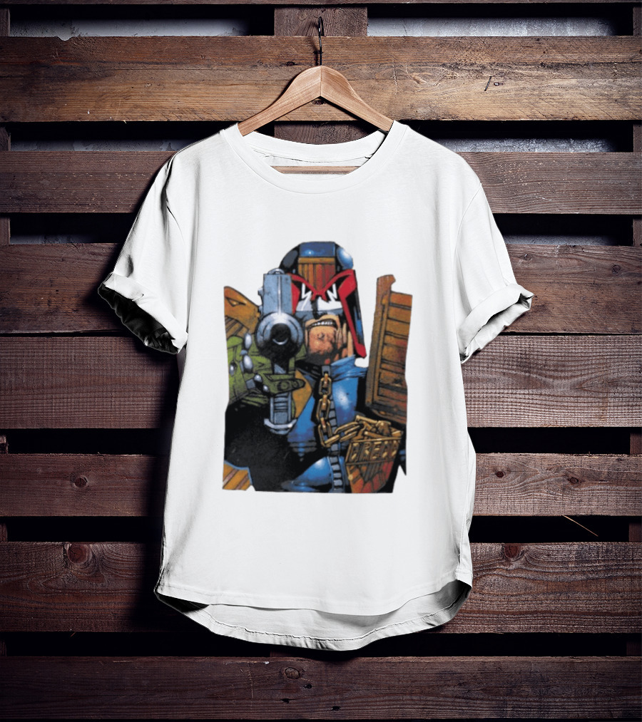 Judge Dredd 2000 AD Comic Book Character With Iconic Outfit T-Shirt