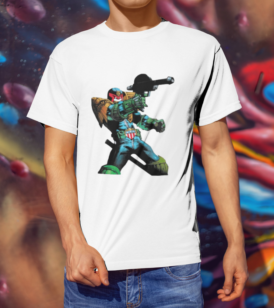 Judge Dredd Lawgiver Comic Book Character With Iconic Helmet T-Shirt
