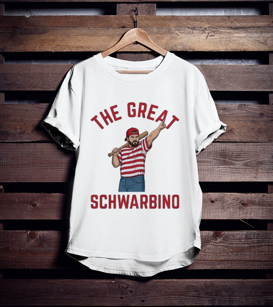 The Great Schwarbino Kyle Schwarber Baseball Tribute Red Striped T-Shirt