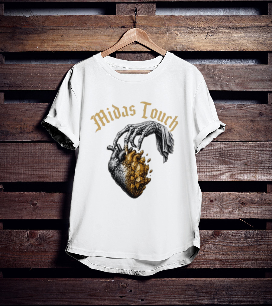 Midas Touch Skeleton Hand Crystal Heart T-Shirt