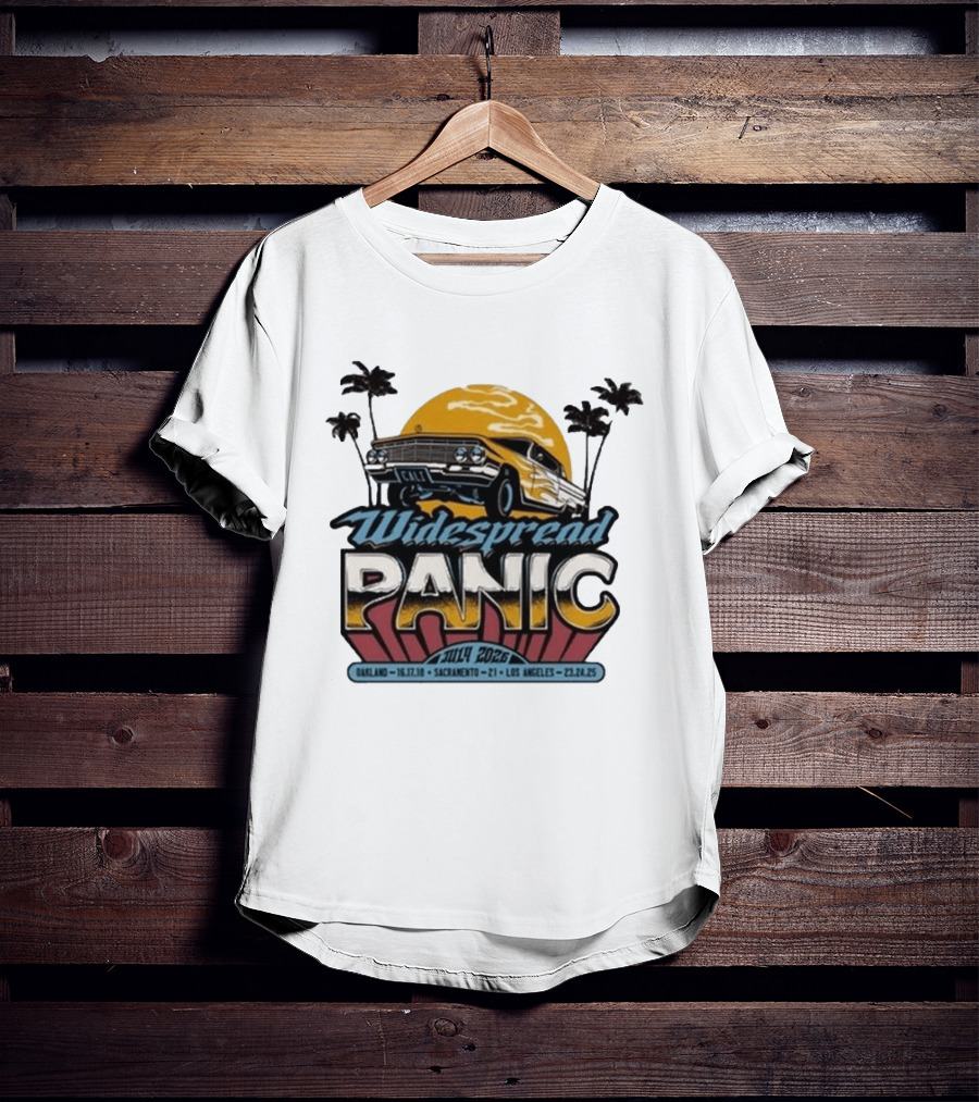 Widespread Panic Summer Tour 2026 Oakland Sacramento Los Angeles Classic Car Palm Trees T-Shirt