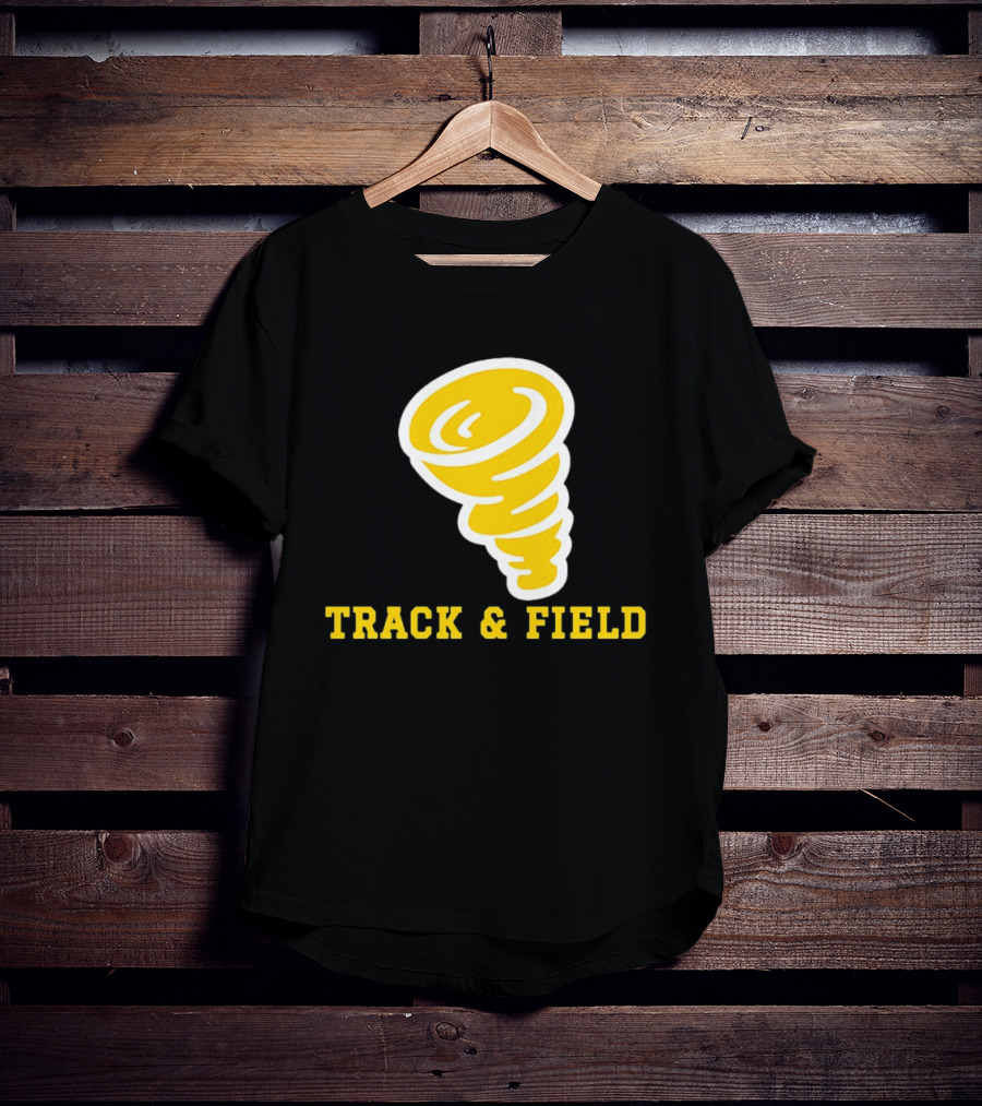 Tornado Track And Field Yellow Swirl Team Athletics T-Shirt