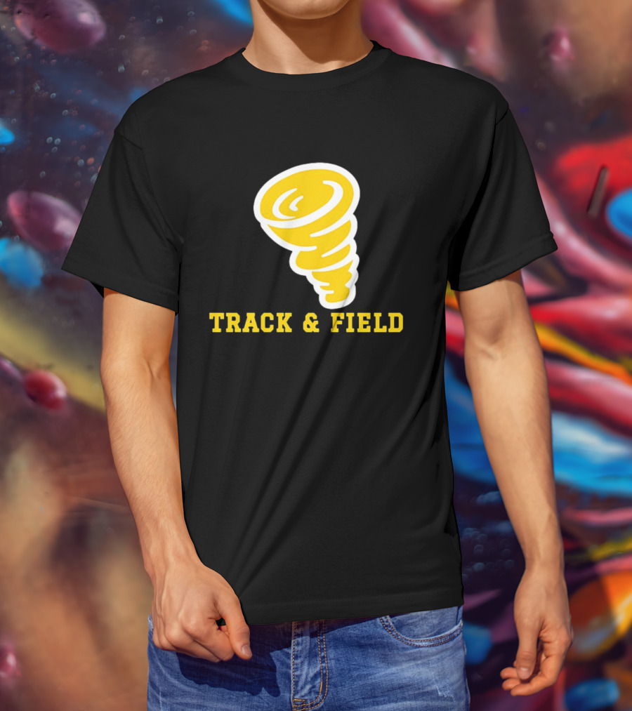 Tornado Track And Field Yellow Swirl Team Athletics T-Shirt