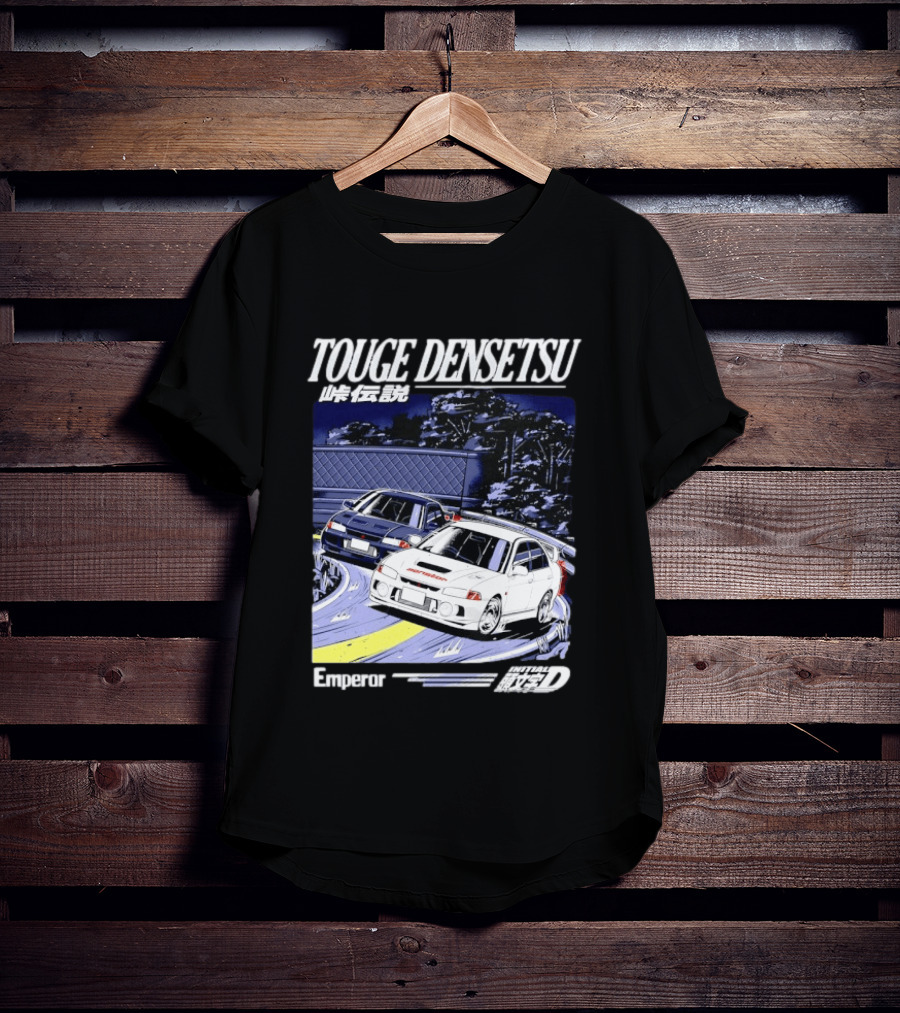 Touge Densetsu Emperor Initial D Mitsubishi Lancer Evolution Racing Scene T-Shirt