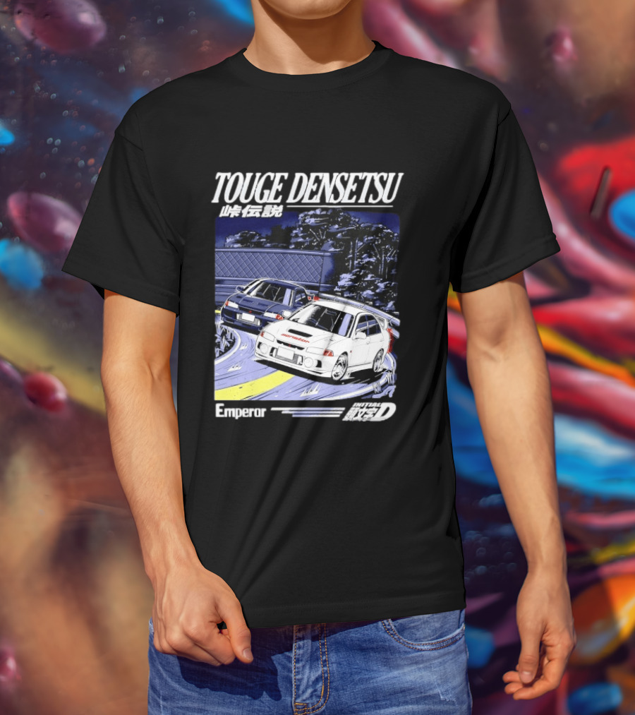 Touge Densetsu Emperor Initial D Mitsubishi Lancer Evolution Racing Scene T-Shirt