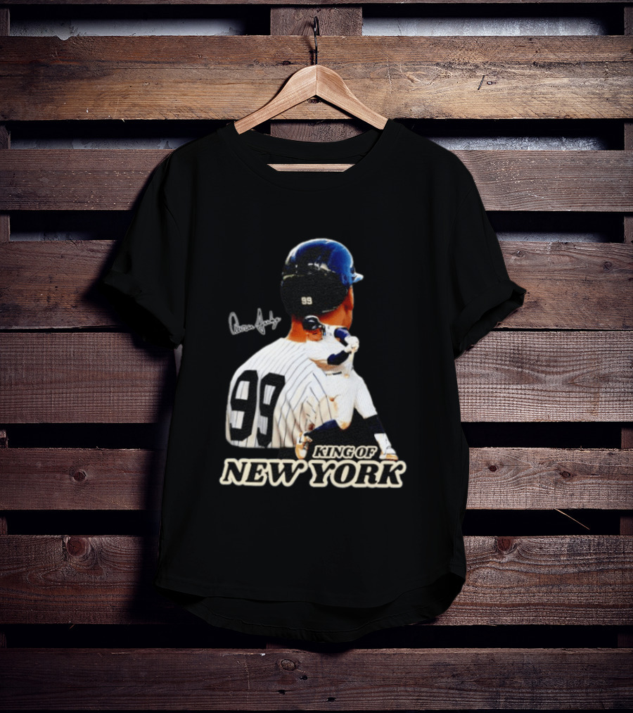 Aaron Judge 99 King Of New York Yankees Baseball Player Signed T-Shirt