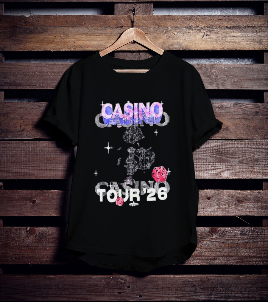 Casino Tour '26 Dice Gambling Las Vegas Sparkle Dice Stars T-Shirt