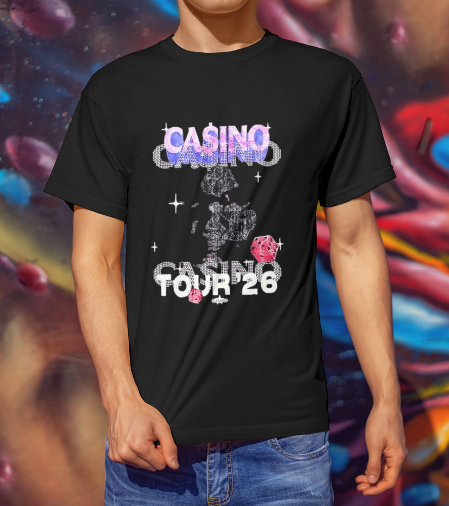 Casino Tour '26 Dice Gambling Las Vegas Sparkle Dice Stars T-Shirt