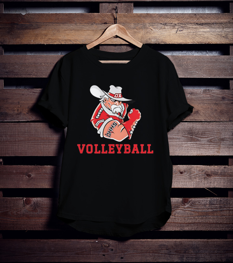 DHHS Volleyball Ox Mascot With Cowboy Hat And Gloves T-Shirt