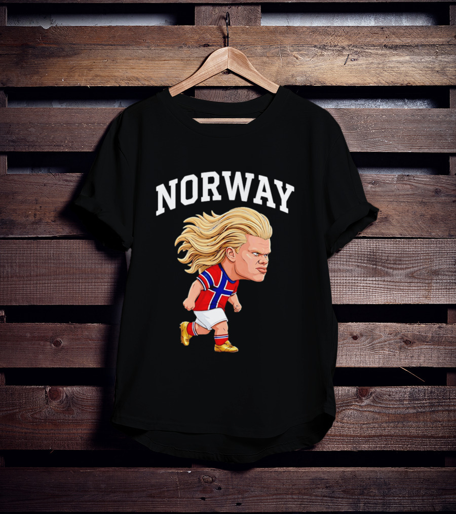 Erling Haaland Norway Football Player Caricature Nordic Soccer Star T-Shirt