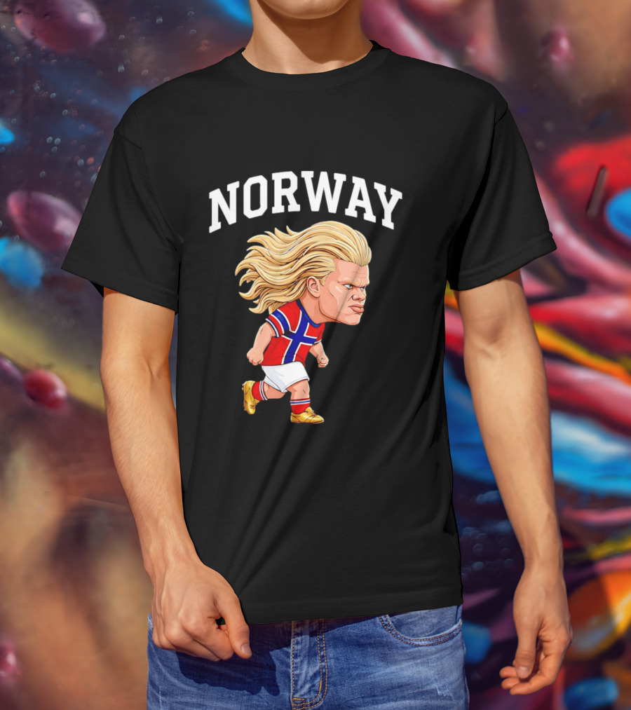 Erling Haaland Norway Football Player Caricature Nordic Soccer Star T-Shirt