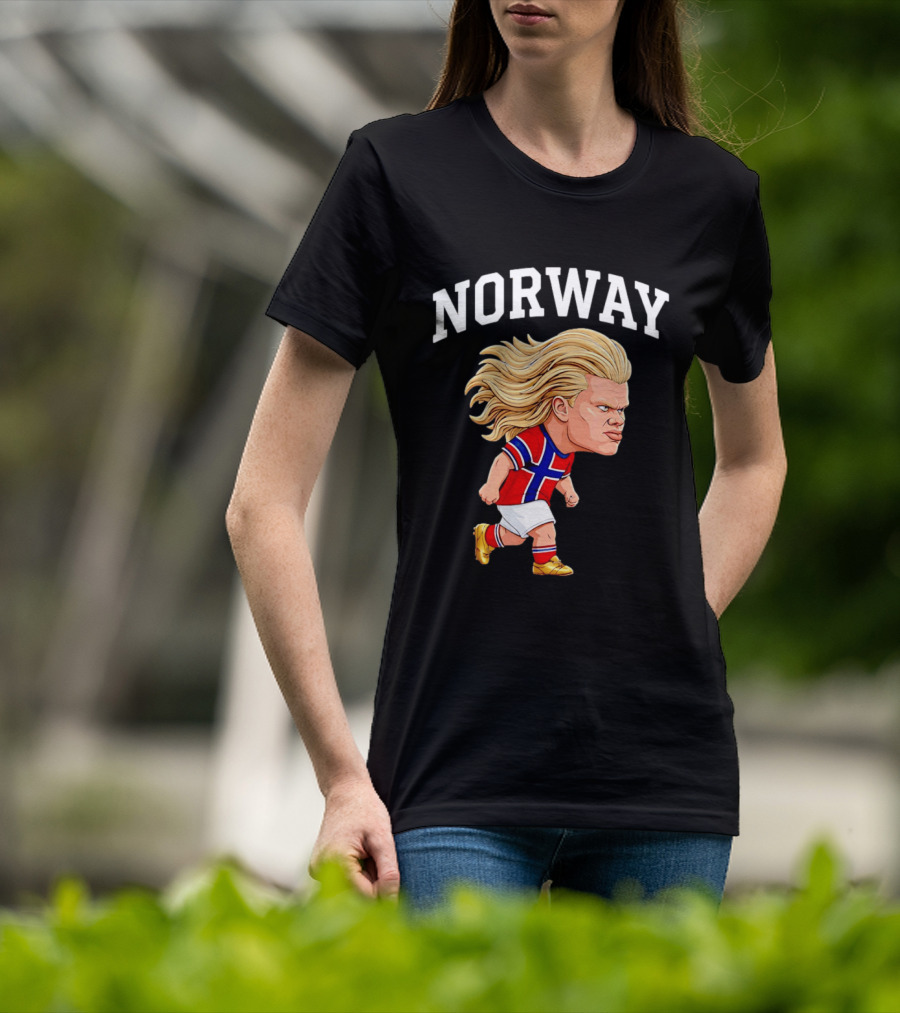 Erling Haaland Norway Football Player Caricature Nordic Soccer Star T-Shirt