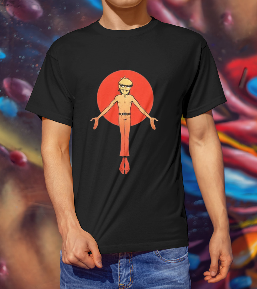 Gorillaz Murdoc Crucifix Pose Red Circle T-Shirt