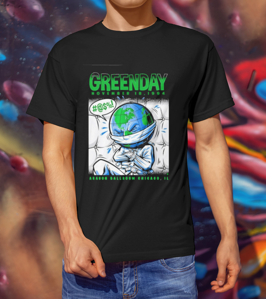 Greenday November 18 1994 Aragon Ballroom Chicago IL Earth T-Shirt