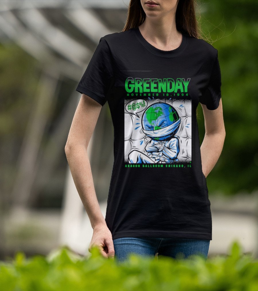Greenday November 18 1994 Aragon Ballroom Chicago IL Earth T-Shirt