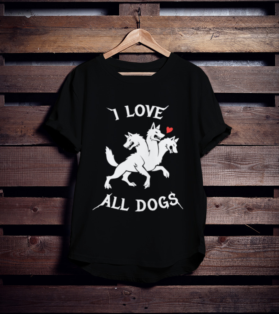 I Love All Dogs Cerberus Three Headed Mythical Canine T-Shirt