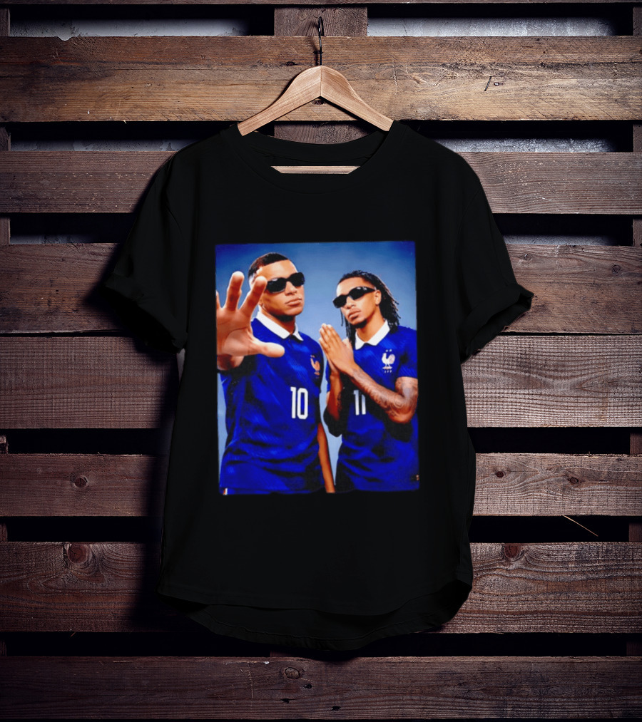 Kylian Mbappe Ousmane Dembele France National Football Team Jersey Blue T-Shirt