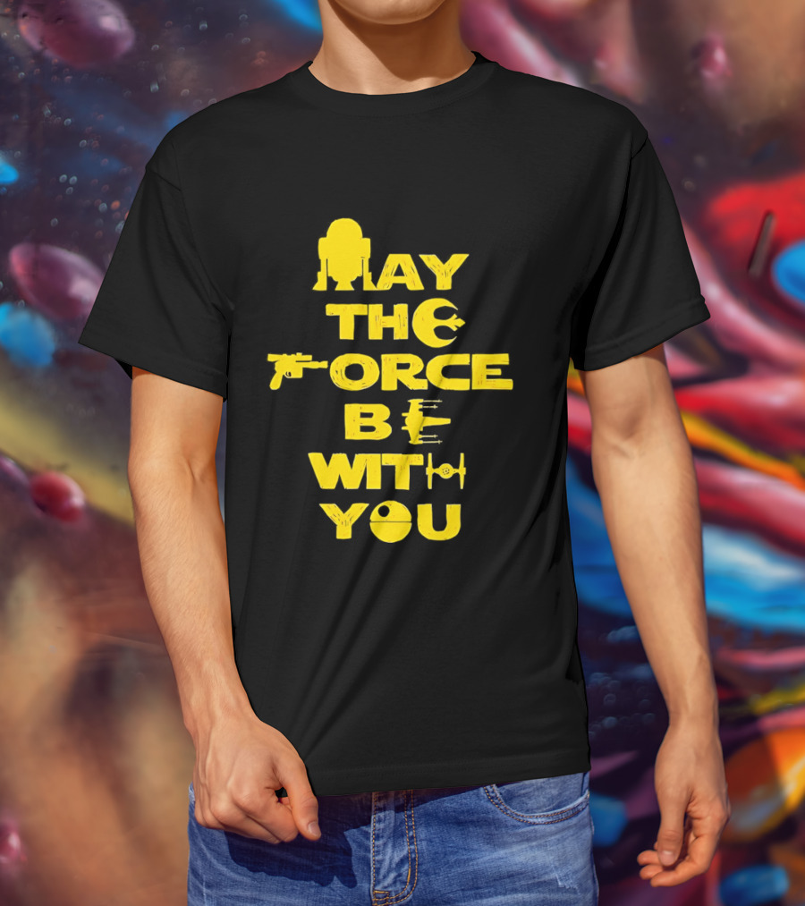 Star Wars May The Force Be With You Droid And Spaceship T-Shirt