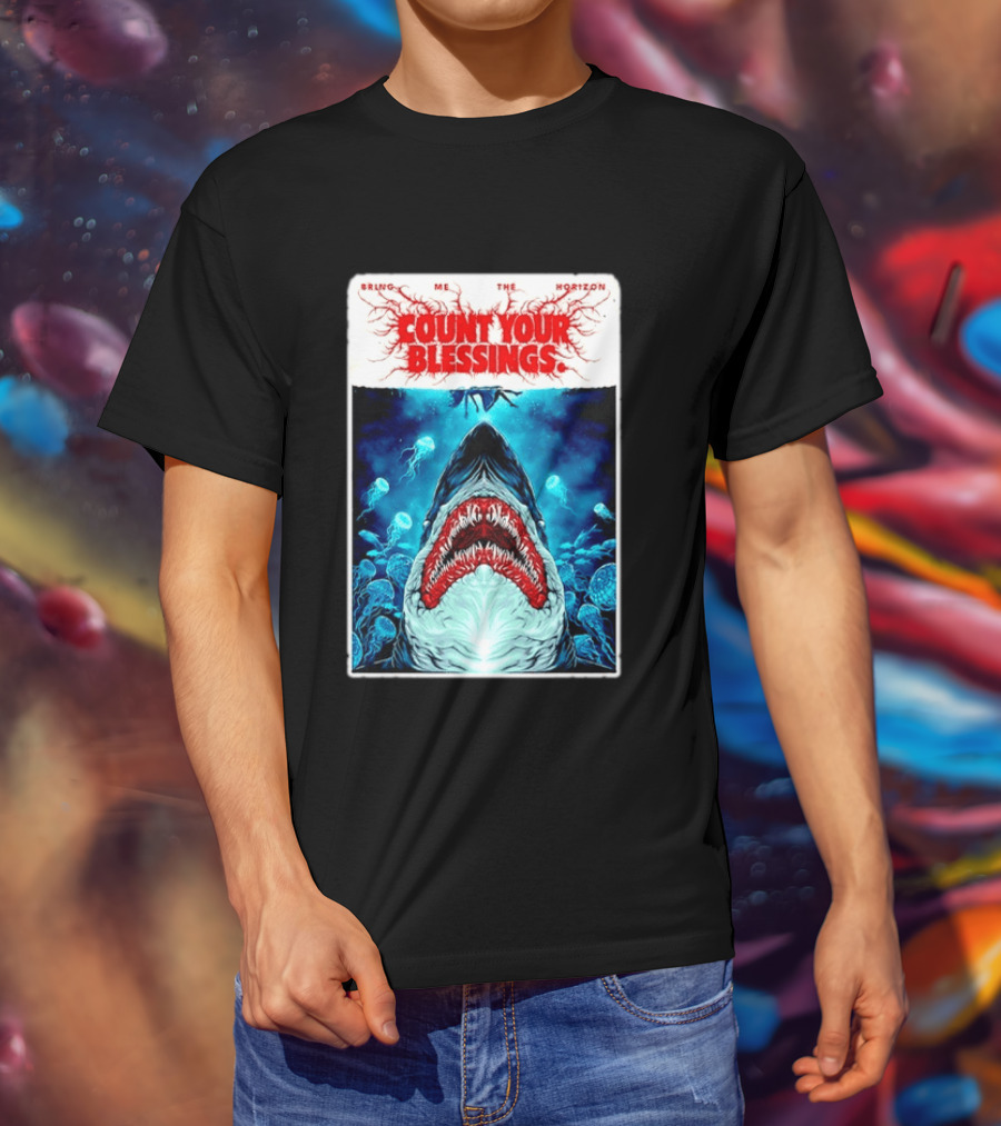 Bring Me The Horizon Count Your Blessings Shark And Jellyfish Ocean Scene T-Shirt