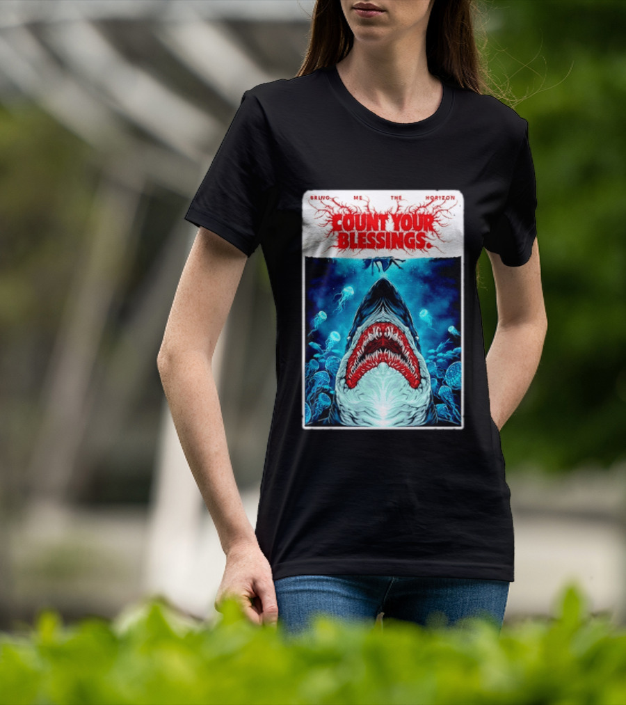 Bring Me The Horizon Count Your Blessings Shark And Jellyfish Ocean Scene T-Shirt