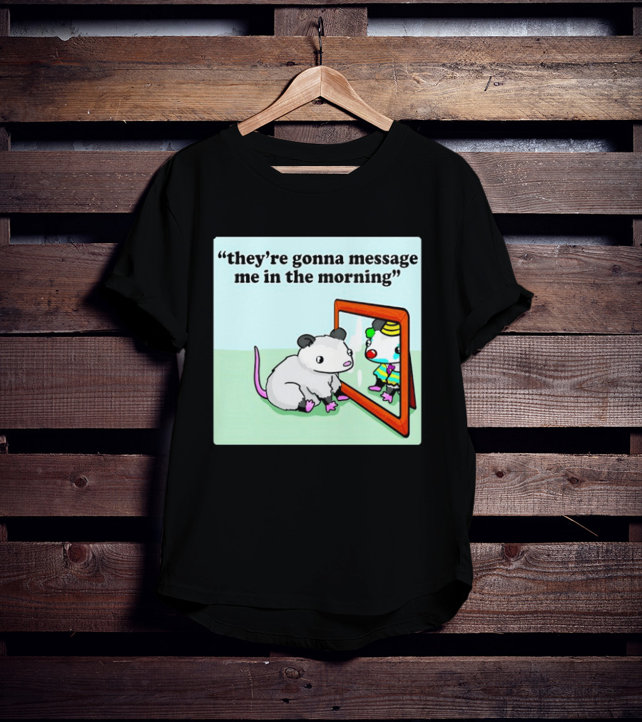 They're Gonna Message Me In The Morning Opossum Clown Mirror Reflection T-Shirt