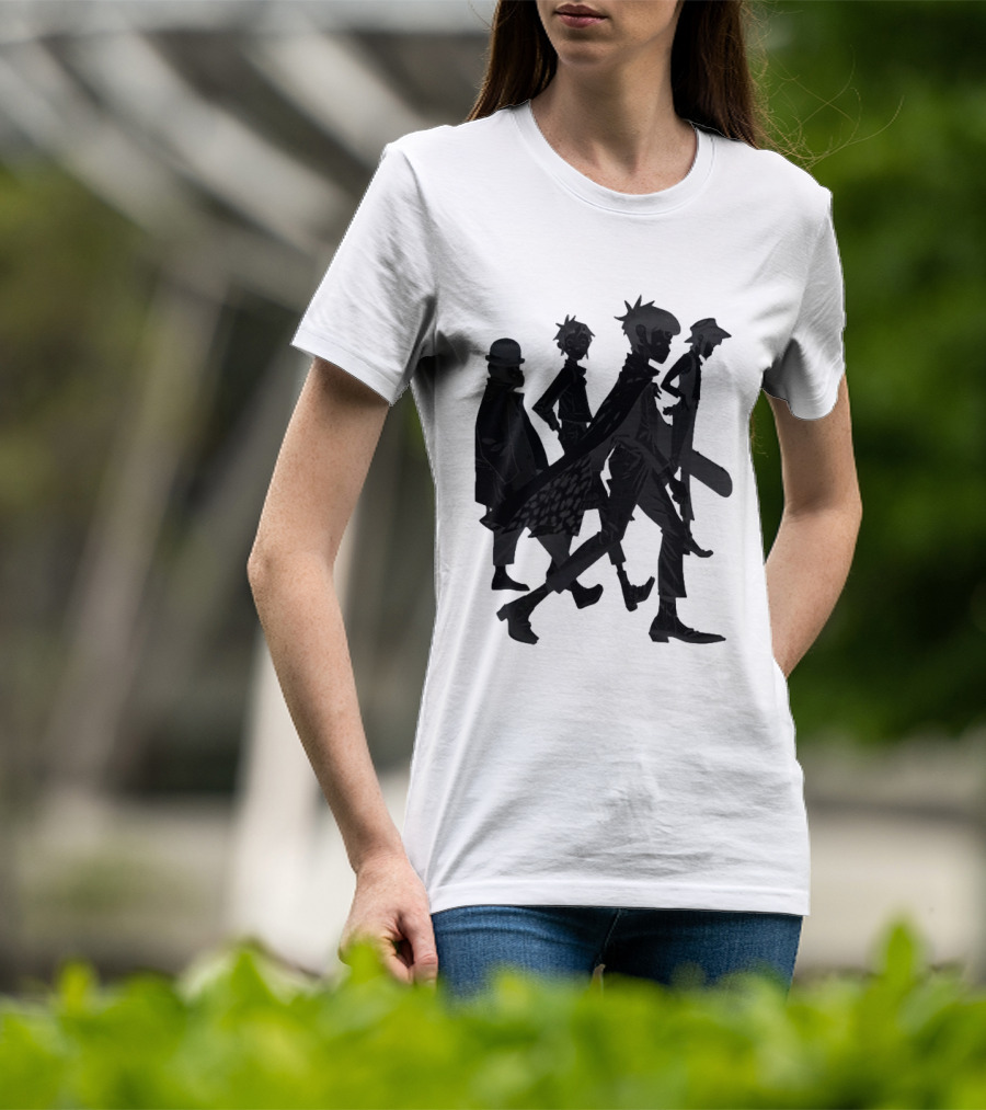 Gorillaz Band Members Silhouettes Dark Shadows Walking T-Shirt