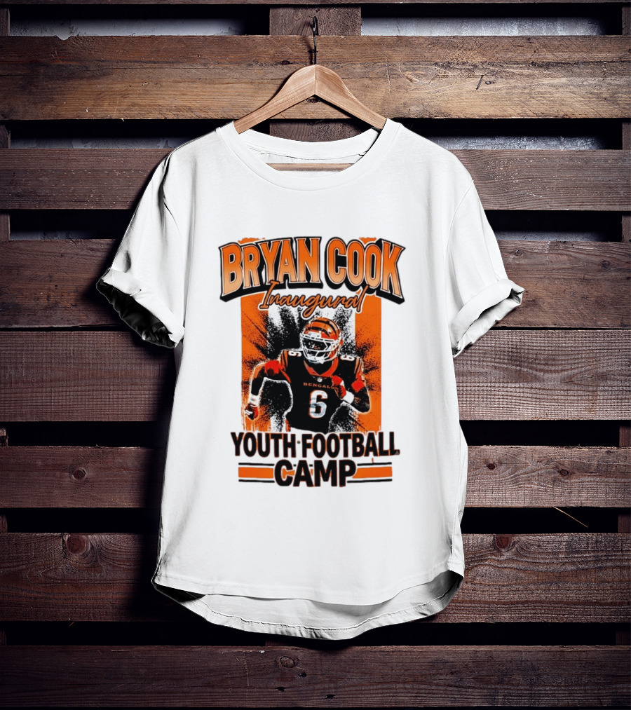 Bryan Cook Inaugural Youth Football Camp Cincinnati Bengals Player Number 6 T-Shirt