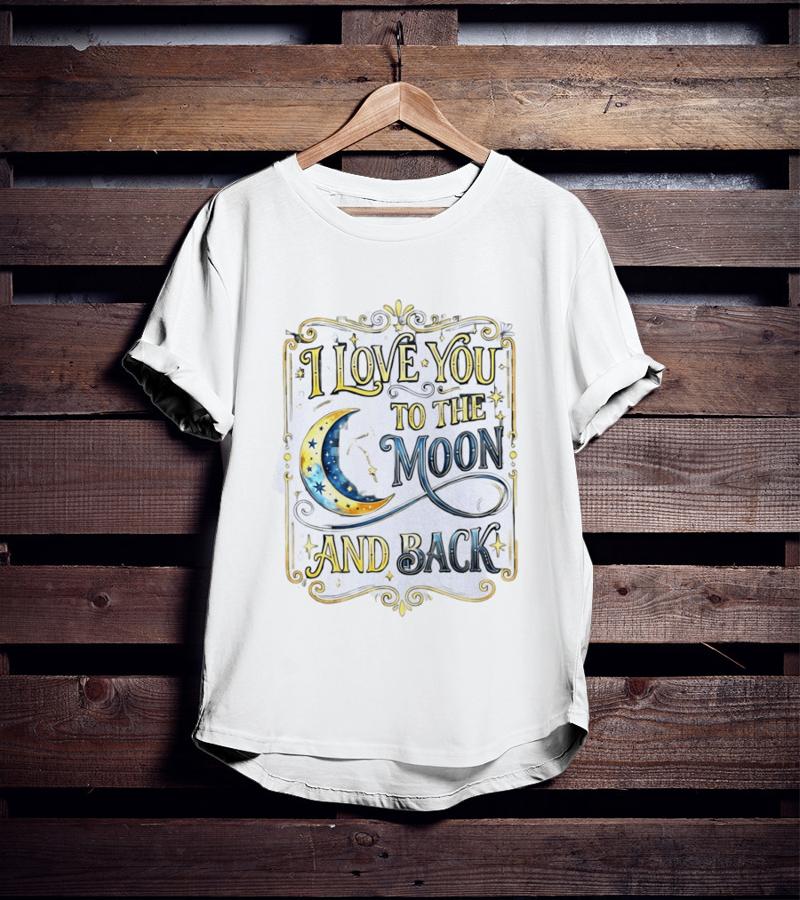 I Love You To The Moon And Back Celestial Stars Moon T-Shirt