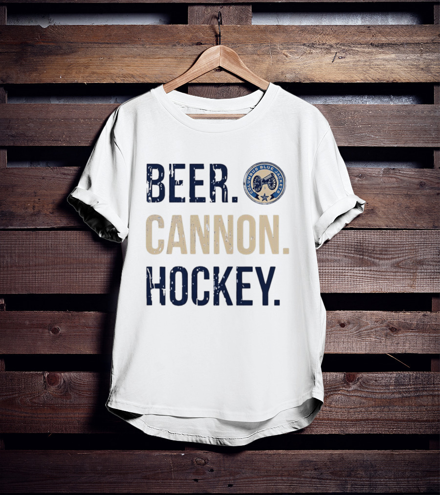 Columbus Blue Jackets Beer Cannon Hockey Team Spirit T-Shirt