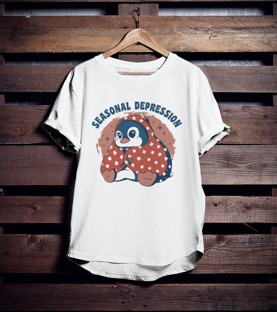 Penguins Seasonal Depression Cute Winter Cozy Starry T-Shirt