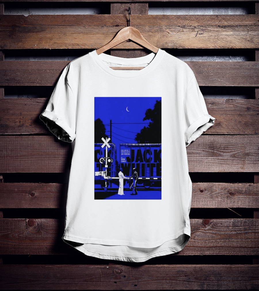 Jack White Rough Francis Essex Junction VT July 15 2026 Train Crossing Night Scene Moon T-Shirt