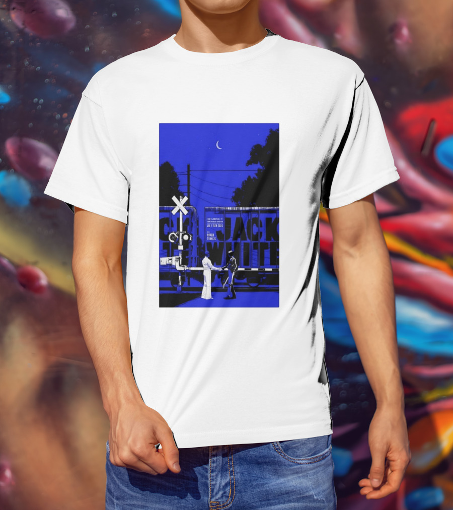 Jack White Rough Francis Essex Junction VT July 15 2026 Train Crossing Night Scene Moon T-Shirt