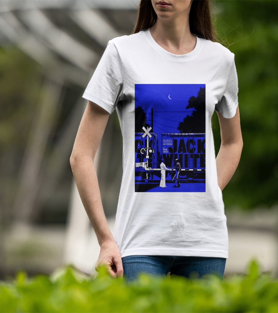 Jack White Rough Francis Essex Junction VT July 15 2026 Train Crossing Night Scene Moon T-Shirt