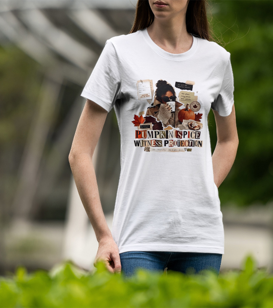 Pumpkin Spice Witness Protection Cozy Autumn Vibes PSL Pumpkin Latte New Plans Cozy Places Cardigan Girl T-Shirt
